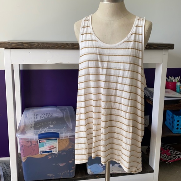 White and Gold Striped Tank - Picture 1 of 4